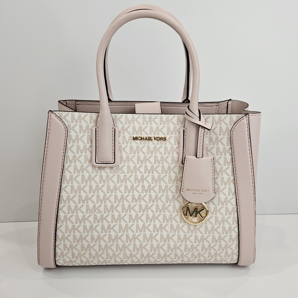 Michael Kors MK Kali Pink Signature Satchel Purse Bag - Brand New!! - Picture 1 of 16